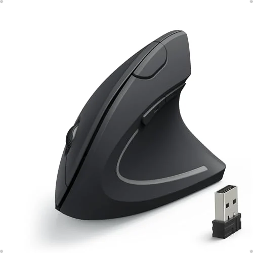 The Anker wireless vertical ergonomic mouse with its USB receiver